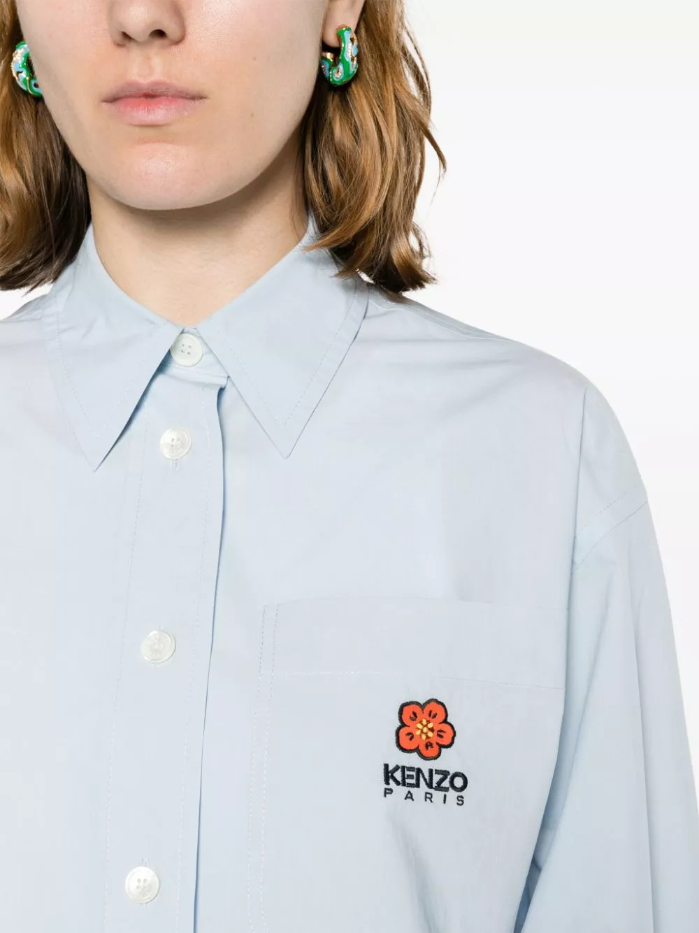 Cheap Kenzo Boke Flower logo-embroidered shirt Women 0116